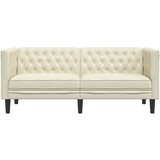vidaXL Kavč dvosed Chesterfield krem umetno usnje | Shoptok.si