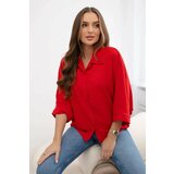 Kesi Oversized blouse with red button fastening Cene