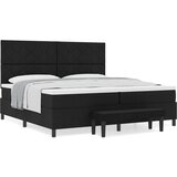 vidaXL Krevet s kutijom opruge s madracem i klupom crne boje 200x200 cm tkanina | shoptok.hr