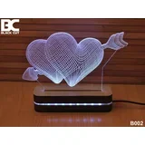 3D lampa jednobojna - srca i strela ( B002 )