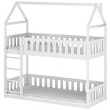 Molarem Home Drveni dječji krevet na kat Pola - bijeli - 160x80 cm - Madrac PE pjena 8 cm-spužvasti madrac | shoptok.hr