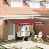 vidaXL avtomatska retractibilna tenda z LED oranžna in rjava 400x350 cm | Shoptok.si