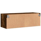 vidaXL Stenska omarica s steklenimi vrati dimljen hrast 102x37x35 cm | Shoptok.si