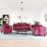  3-dijelni set sofa s jastucima crvena boja vina baršunasti - boja crnog vina 3 | shoptok.hr