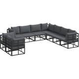 vidaXL Vrtna sedežna garnitura z blazino 9 pcs Črna Aluminij, (5000154435) | Shoptok.si