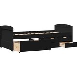 vidaXL Dnevni krevet s 5 ladica bez madraca "IRUN" crni 90x200 cm | shoptok.hr