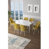 Hanah home Set Trpezarijski sto i 6 stolica Zen, žuto-bijela | Eponuda.ba