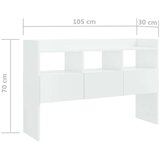 vidaXL Komoda visok sijaj bela 105x30x70 cm iverna plošča | Shoptok.si