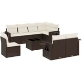 vidaXL 9-dijelni set vrtnih sofa s jastucima poliratan smeđi | shoptok.hr