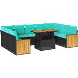  Vrtna garnitura - 10-dijelni set vrtnih sofa s jastucima crni poliratana bagrem - Crna sa spremištem 1 | shoptok.hr