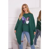 Kesi Oversize print blouse dark green Cene