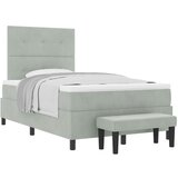 vidaXL Box Spring postelja z vzmetnico in klopjo Svetlo siva 120x200 cm Velur | Shoptok.si