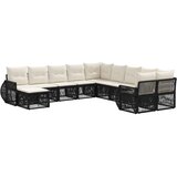 vidaXL Vrtna sedežna garnitura 11 pcs Črna poli ratan, (5000272500) | Shoptok.si