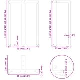 noge barske mize t-oblike 2 kosa naravno jeklo 60x35x(90-91) cm, (21828309) | Shoptok.si
