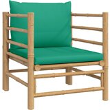 Maison Chic Vrtni kavč - Zunanji kavč z zelenimi blazinami bambus, (22041071) | Shoptok.si
