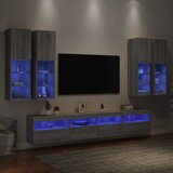  7-dijelni set zidnih TV ormarića LED boja hrasta sonome Siva Cijene