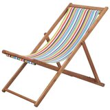  Zložljiv stol za na plažo blago in lesen okvir večbarven | Shoptok.si