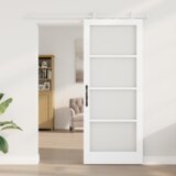 vidaXL Drsna vrata z kompleti strojne opreme 'ORKDAL'Bela trda lesena in steklena, Notranja vrata s steklom 'ORKDAL'Bela 86x211x4 cm | Shoptok.si