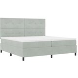 vidaXL Box Spring postelja z vzmetnico in LED svetlobo svetlo siva 200x200 cm žamet | Shoptok.si