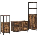  Set namještaja za kupaonicu 3 pcs Dimnjeni hrast i crna | shoptok.hr