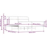 Metalni Kovinski posteljni okvir brez vzmetnice dimljen hrast 193x203cm, (21610527) | Shoptok.si