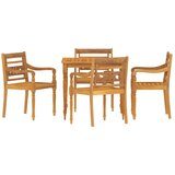  The Living Store Vrtna jedilna garnitura 5-delna trdna tikovina - Vrtna Jedilna Garnitura, (21446013) | Shoptok.si