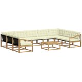 vidaXL Zunanja garnitura za sedenje z blazino 10 pcs Bela in krem, (5000270472) | Shoptok.si