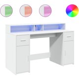 Maison Chic Pisalna miza - pisarniška miza - Računalniška miza z LED lučkami bela 140x55x91 cm inženirski les, (21785130) Cene