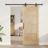  Klizna vrata Prirodna i crna 86 x 211 cm Masivna borovina | shoptok.hr