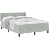vidaXL KUTIJA PROLJEĆA S MATERACEM Svjetlosiva 140x190 cm Baršun | shoptok.hr