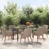  7-dijelni vrtni blagovaonski set s jastucima smeđi | shoptok.hr