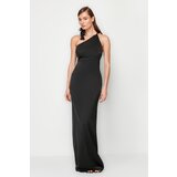 Trendyol black satin rose detailed long evening evening dress | ePonuda.com