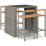 The Living Store Vrtna barska garnitura 5-delna poli ratan in trden les akacije - Vrtna Barska Garnitura, (21421935) | Shoptok.si
