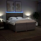  Krevet s oprugama i madracem smeđesivi 200x200 cm od tkanine - Sivo-smeđa 200 x 200 cm gumbi | shoptok.hr