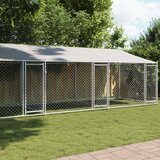 vidaXL Kavez za pse s krovom i vratima sivi 8x2x2 m pocinčani čelik | shoptok.hr