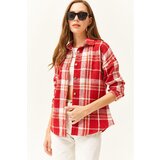 Olalook Women's Red Plaid Lumberjack Shirt Cene