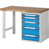 eurokraft pro Delovna miza, modularni sistem serije 7, 5 predalov, ŠxG 1250 x 700 mm | Shoptok.si