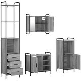  Set ormarića za kupaonicu 4 kom. Siva Sonoma 40 x 36 x 200 5 cm - Siva Sonoma Kupaonski ormarić (1 vrata i 1 polica) + viseći or | shoptok.hr