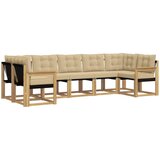 vidaXL Zunanja garnitura za sedenje z blazino 7 pcs Bela in bež, (5000282088) | Shoptok.si