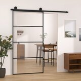 vidaXL Drsna vrata z opremo 102,5x205 cm ESG steklo in aluminij | Shoptok.si