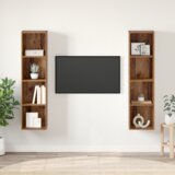 vidaXL Set TV komoda 2 pcs Smeđa 37 x 37 x 142.5 cm Konstruirano drvo | shoptok.hr