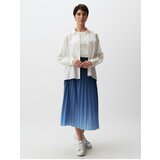 Jimmy Key Blue Petrol Normal Waist Color Transition Pleated Midi Skirt Cene