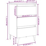  Noćni ormarić s metalnim nogama boja sivog hrasta 40x35x69 cm | shoptok.hr