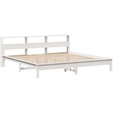 Krevet s regalom z knjige bez madraca bijeli 200x200cm borovina | Eponuda.com