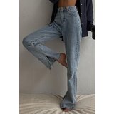 Madmext Blue High Waist Women's Jeans with Slits Cene