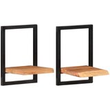 vidaXL Stenske police 2 kosa 25x25x35 cm trden akacijev les in jeklo | Shoptok.si