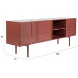 White Label Rdeča kovinska TV omarica 160x58x36 cm Davis – | Shoptok.si