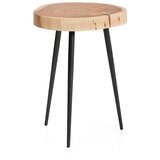 Kave Home Okrogla stranska mizica z mizno ploščo iz akacije 35x35 cm Tanive – Cene
