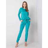 Fashion Hunters RUE PARIS Turquoise velor set Cene