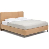 Gorčično rumena oblazinjena zakonska postelja z letvenim dnom 180x200 cm Noira Slim –
